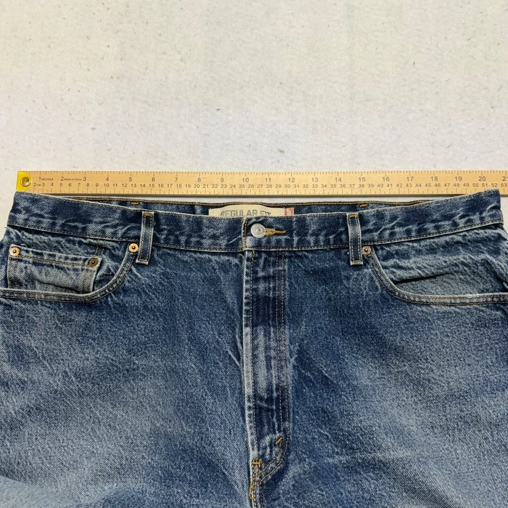 Levis 505 Jeans Mens‎ 42x30 Blue Denim Regular Fit Straight Leg Medium Wash Y2K